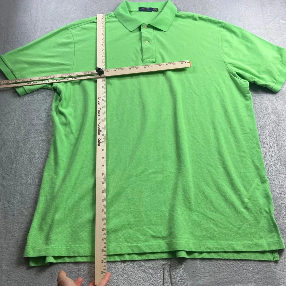 Polo Ralph Lauren Mens 2XLT Lime Green Orange Pony Short Sleeve Mesh Polo Shirt